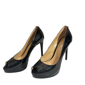 Michael Kors Black Patent Peep-Toe Heels